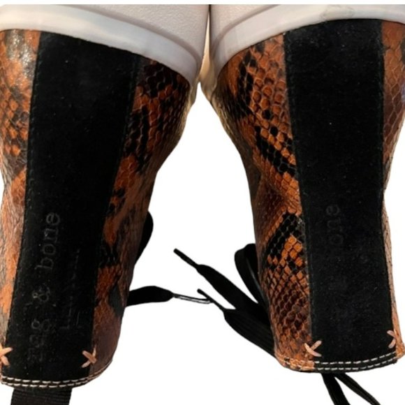 Rag & Bone Snake-Embossed High-Top Leather Sneakers - 38/8 - Picture 7 of 14